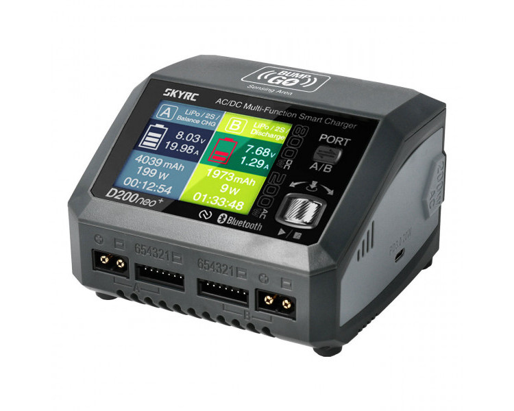 CARICABATTERIE D200 NEO+ DOPPIA USCITA 12/220V 1-6S LIPO 4-15S NIMH AC 200W DC 400W