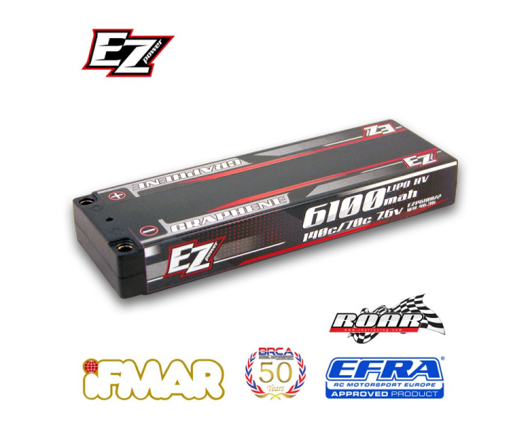 EZPOWER BATTERIA LIPO 6100MHA HV 7,6V 2S 140/70C GRAPHENE PIN 5MM.
