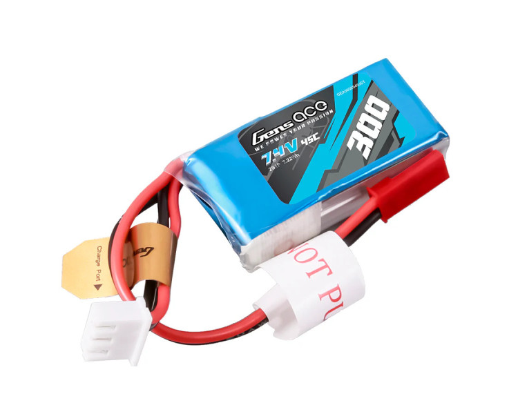 BATTERIE LIPO GENS ACE 2S 7,4V 300MHA 45C JST/BEC