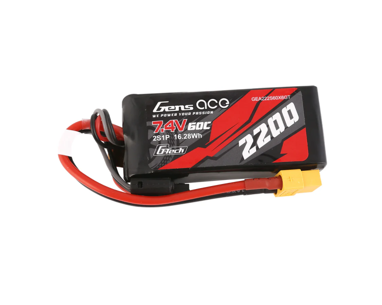 BATTERIE LIPO GENS ACE 2S 7,4V 2200MHA 60C SHORTY XT60