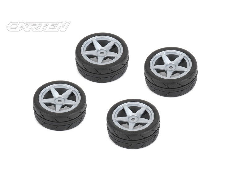 CARTEN GOMME PISTA 1/10 INTAGLIATE SU CERCHIO 5 RAZZE GRIGI (4) CARTEN GOMME PISTA 1/10 INTAGLIATE SU CERCHIO 5 RAZZE GRIGI (4)